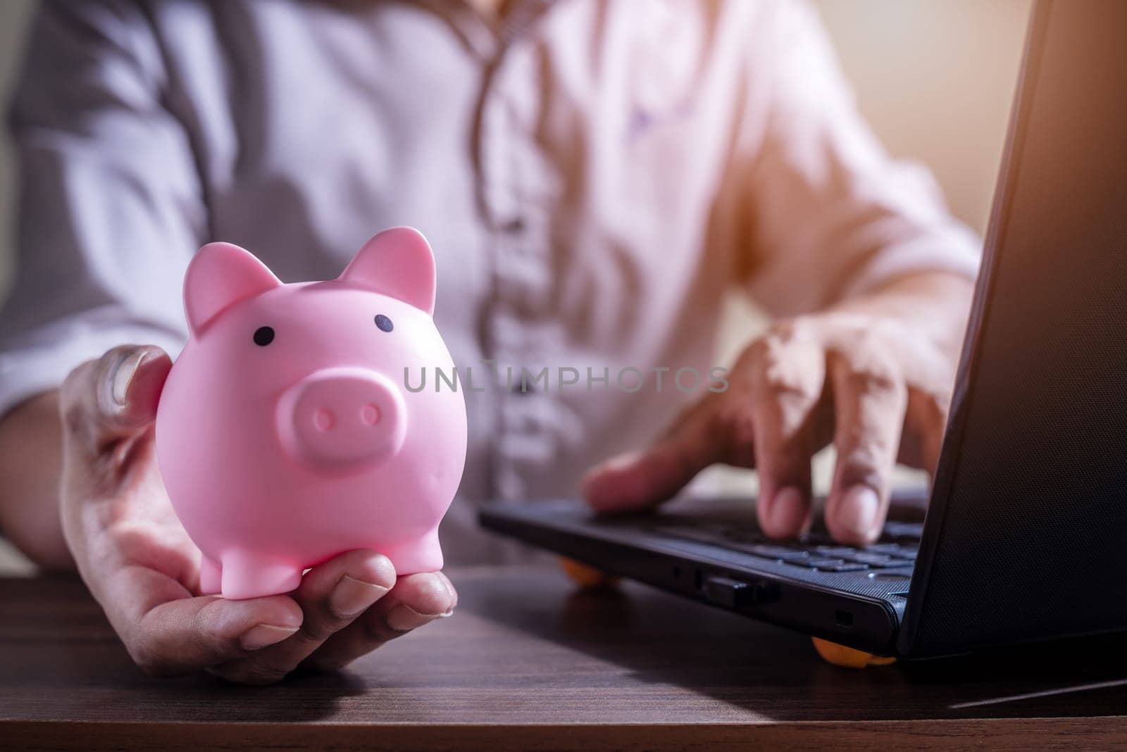 Online Banking And Internet Banking Savings Concept, Online Investment Savings, Online Stock Investors, Internet Financial Transactions, Save Monney for Investors Using Internet to Trade Stocks or Trade Fund
