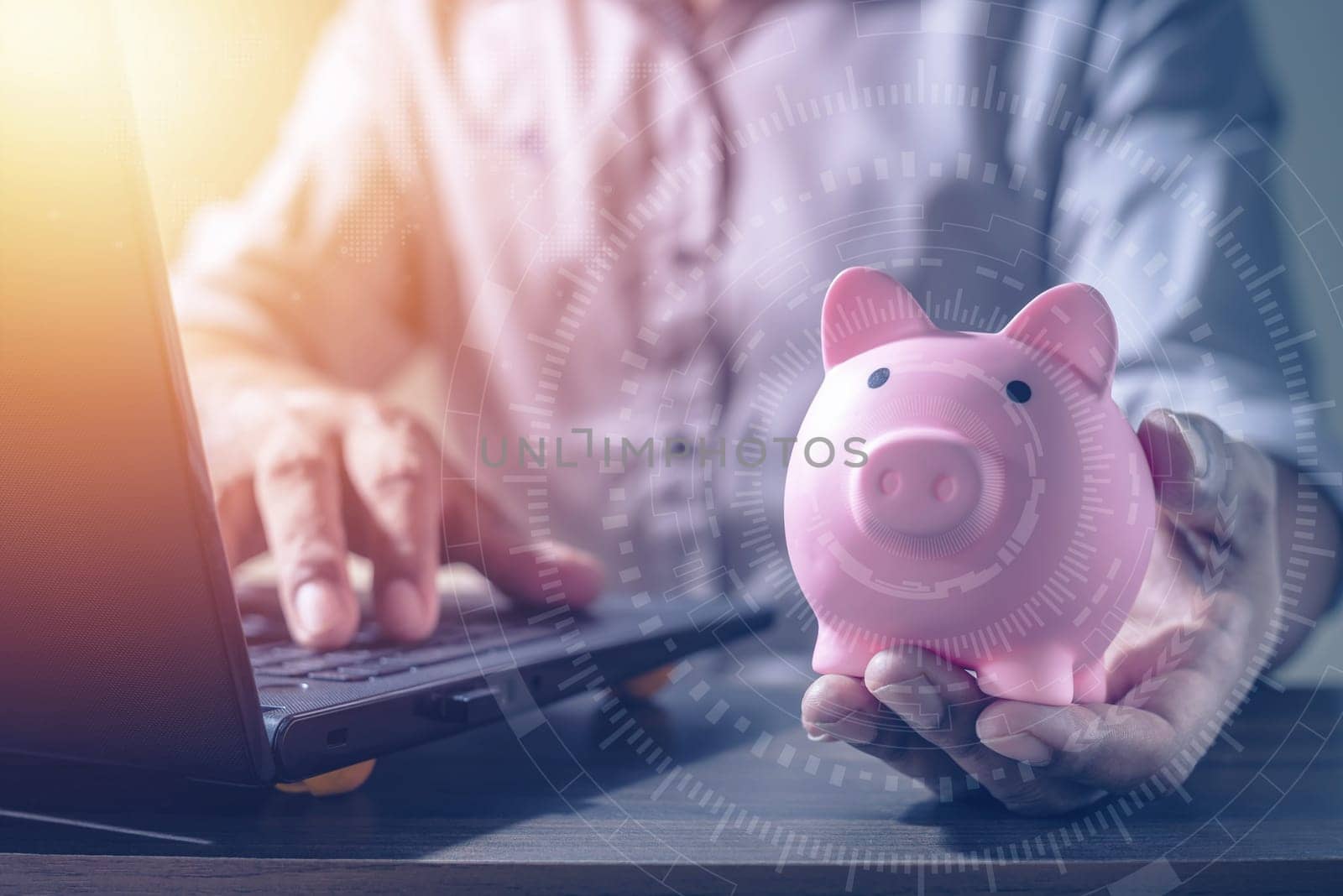 Online Banking And Internet Banking Savings Concept, Online Investment Savings, Online Stock Investors, Internet Financial Transactions, Save Monney for Investors Using Internet to Trade Stocks or Trade Fund