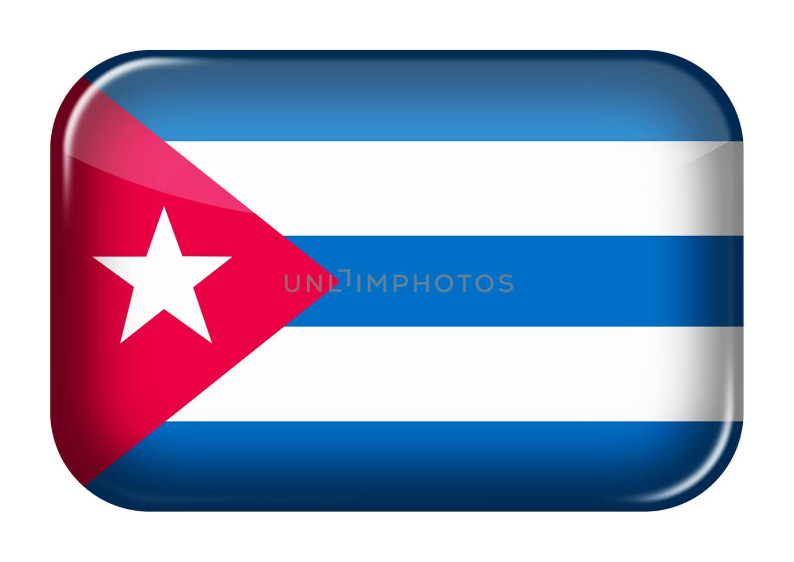 A Cuba web icon rectangle button with clipping path 3d illustration