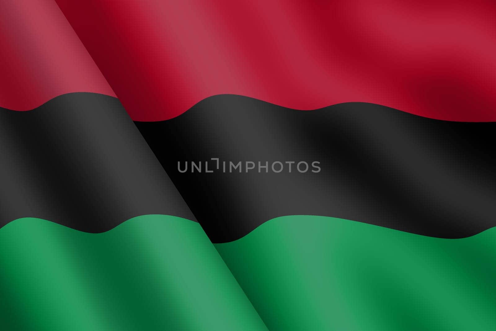 An African American waving flag 3d illustration wind ripple
