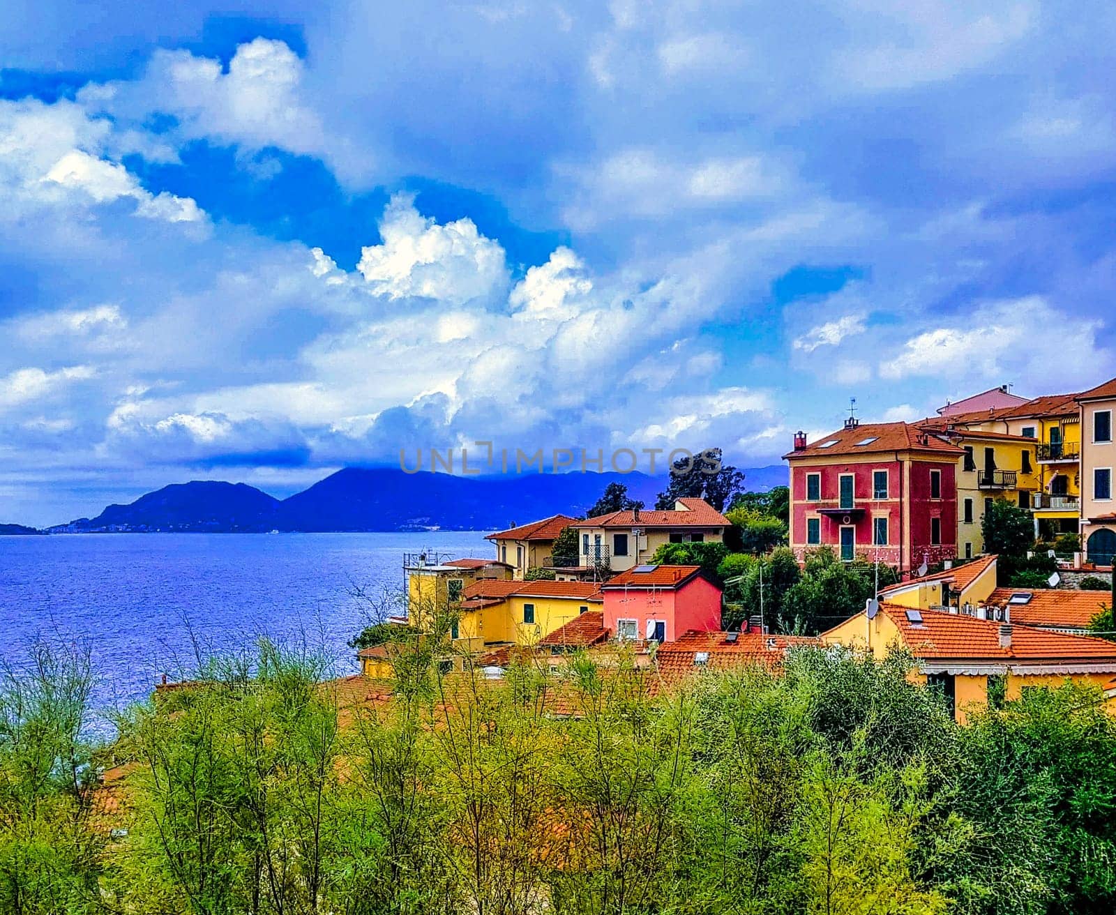 Colorful architecture of small fishing village Tellaro, Cinque Terre, Liguria, Italy on 23 September 2019