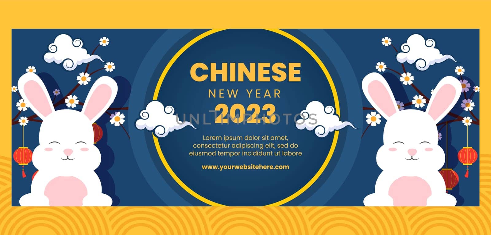Happy Chinese New Year Cover Template Hand Drawn Cartoon Flat Illustration