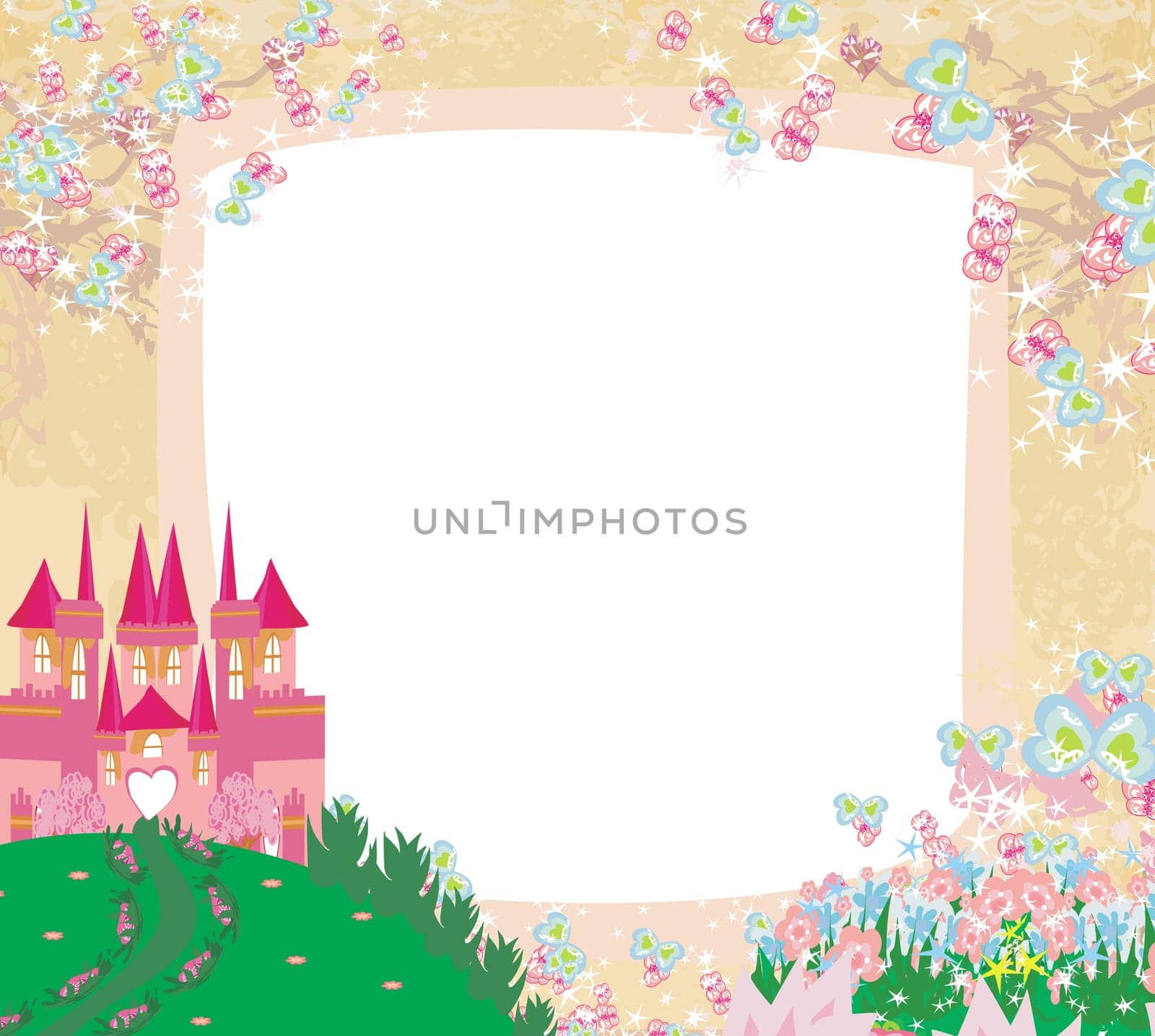 beautiful fairytale pink castle frame