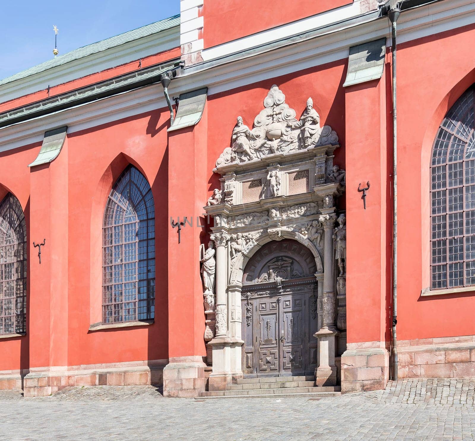 Entrance of Sankt Jacobs kyrka, a church in Norrmalm, central Stockholm, Sweden