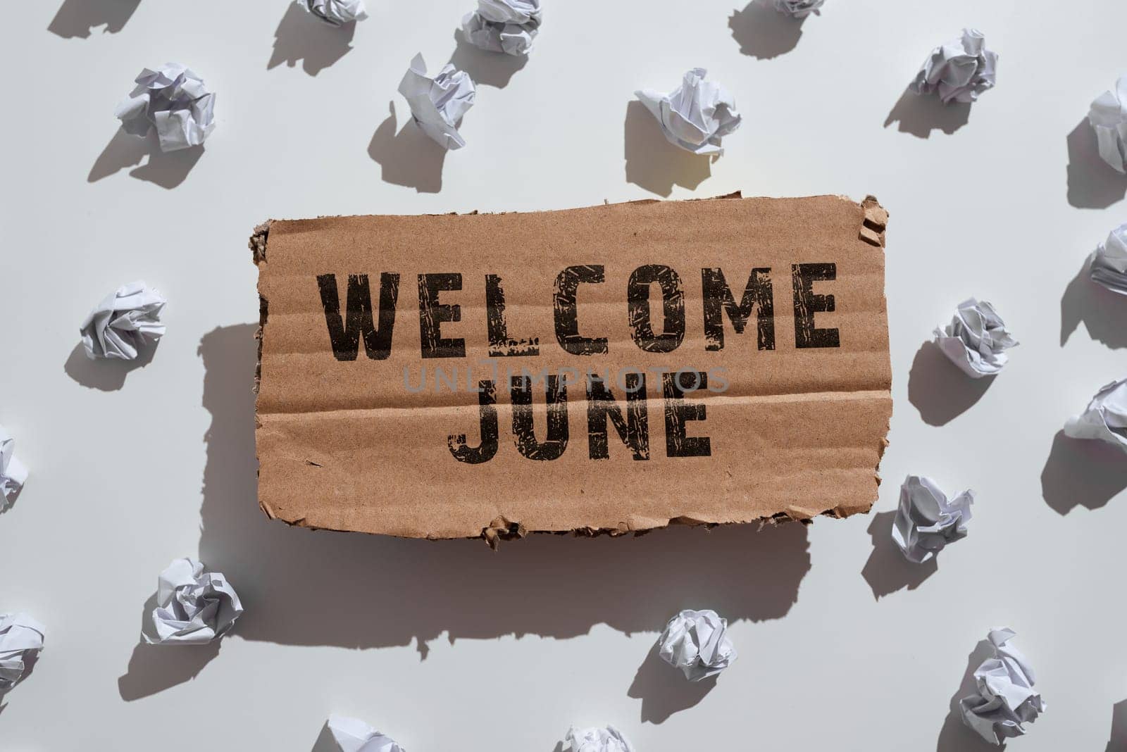 Sign displaying Welcome June, Business idea Calendar Sixth Month Second Quarter Thirty days Greetings Paper Wraps Placed Under Cardboard With Important Information.