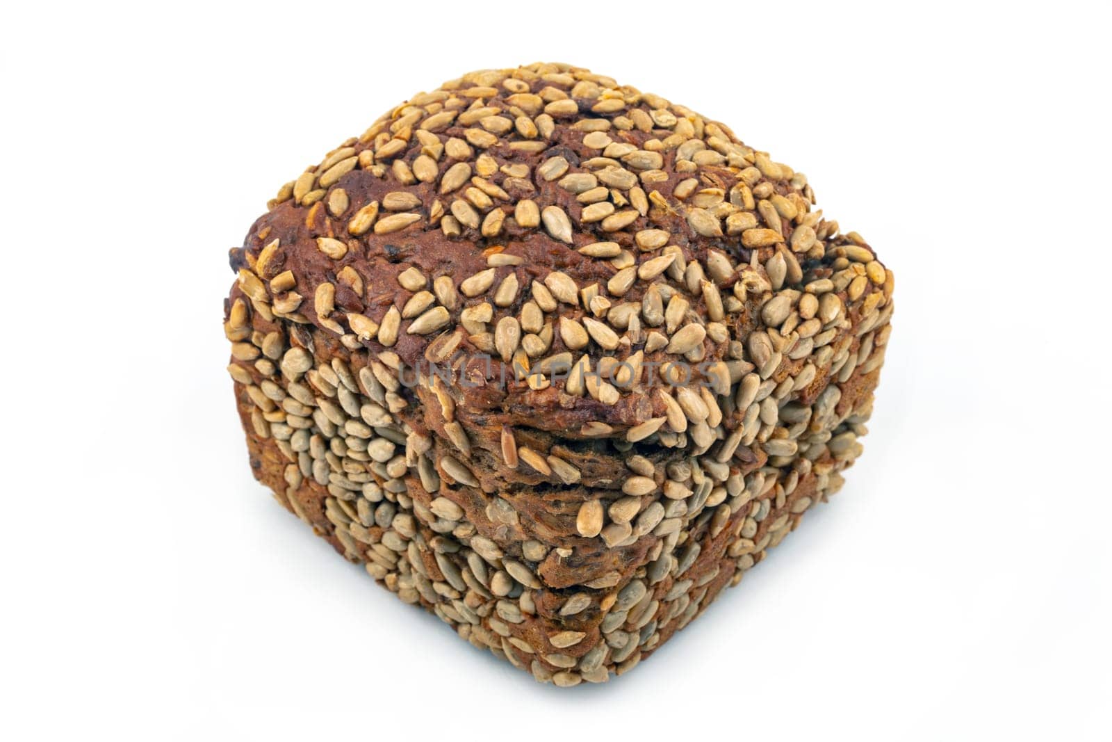 Delicious whole grain bread isolated over white background