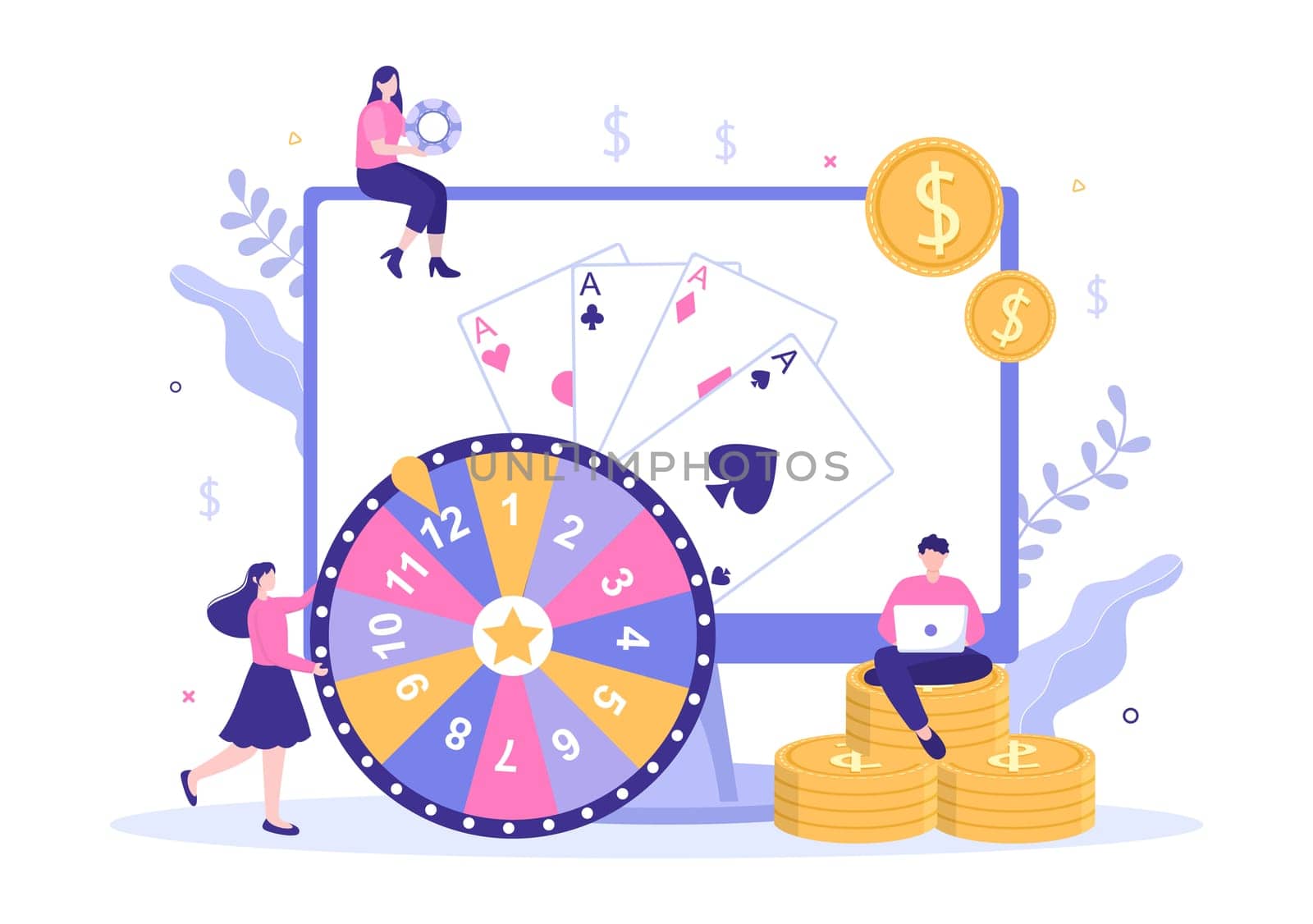 Online Betting Sports Game with Gold Coins and Live Bet Application Service Sport Broadcast in Hand Drawn Cartoon Flat Illustration