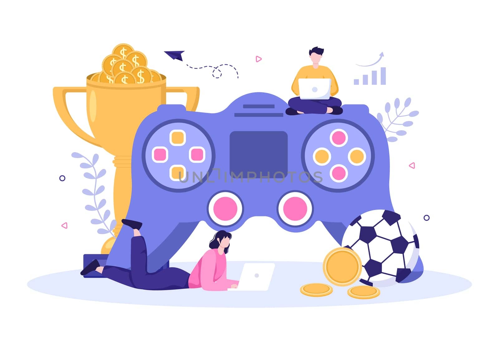 Online Betting Sports Game with Gold Coins and Live Bet Application Service Sport Broadcast in Hand Drawn Cartoon Flat Illustration