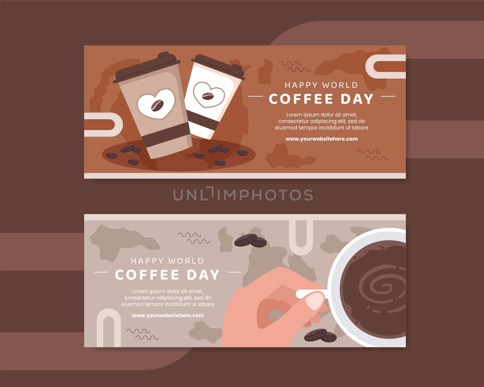 International Coffee Day Poster Template Hand Drawn Cartoon Flat Illustration