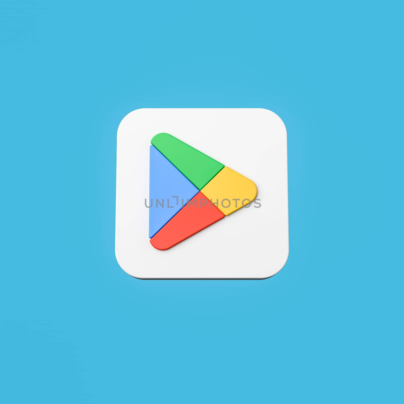 Google Play Store App 2022 Icon 3D Shape Isolated on Flat Blue Background 3D Illustration