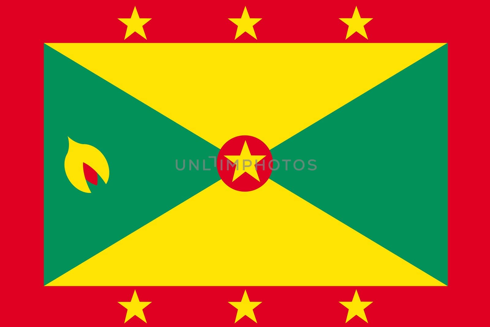 A Grenada flag background illustration red green stars