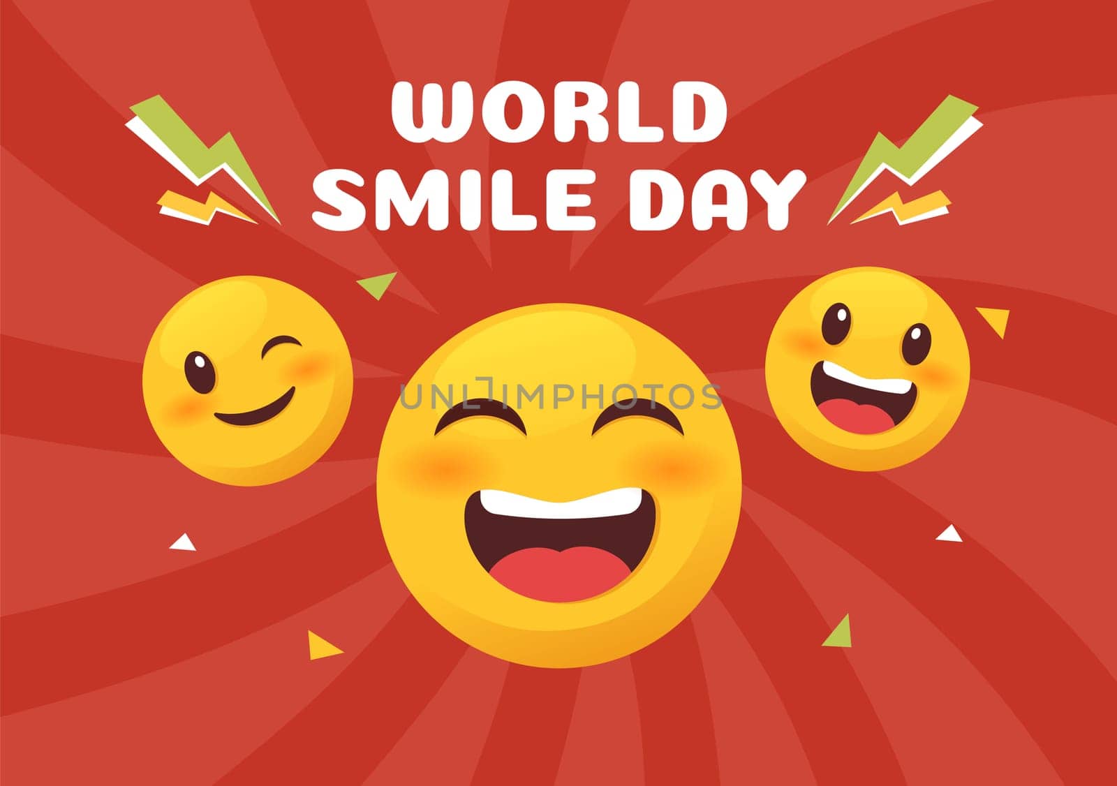 World Smile Day Hand Drawn Cartoon Illustration with Smiling Expression and Happiness Face in Flat Style Background