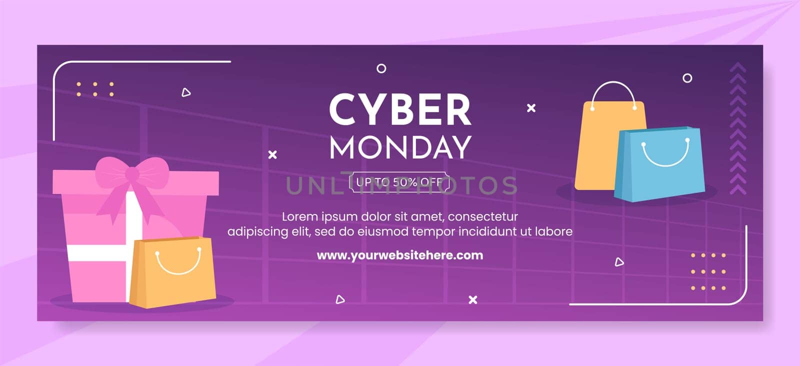 Cyber Monday Sale Cover Template Hand Drawn Cartoon Flat Illustration