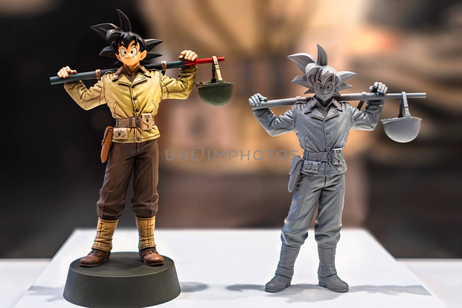 chiba, japan - december 22 2018: Original raw and painted plastic model figure depicting the character Son Goku of the manga and anime series of Dragon Ball during the convention Jump Festa 19.