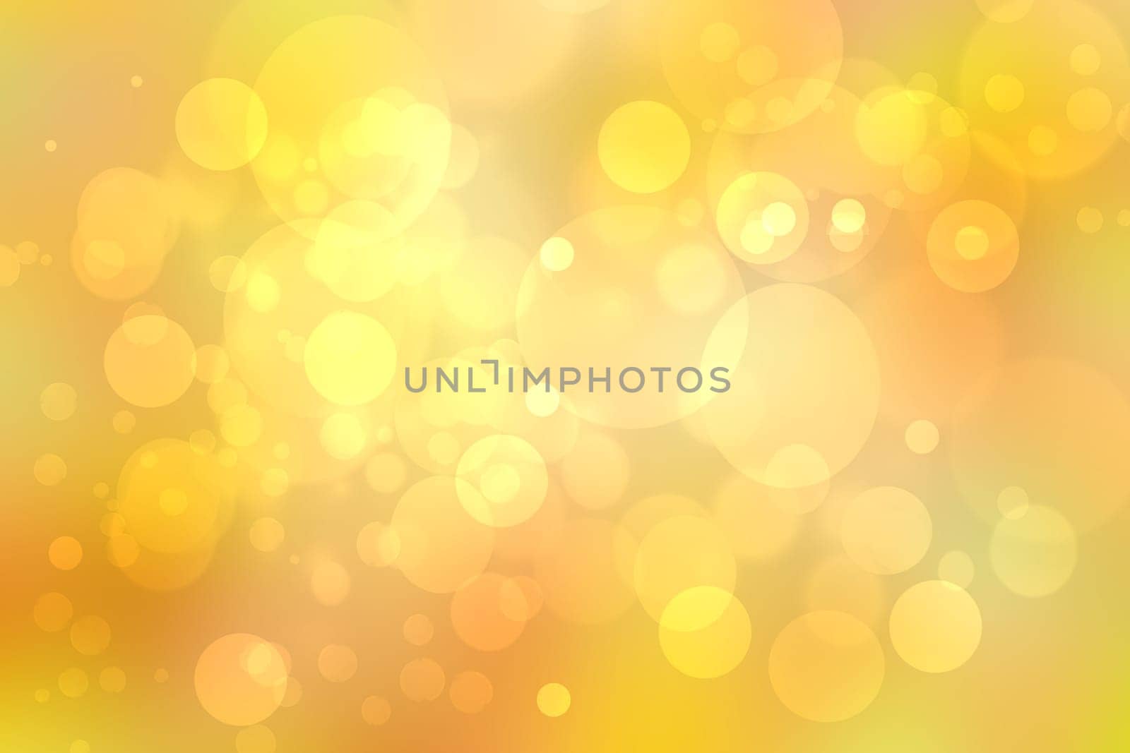 Abstract bright gradient orange yellow gold autumn background texture with sunny lights and bokeh circles. Space for your design. Beautiful orange illustration.