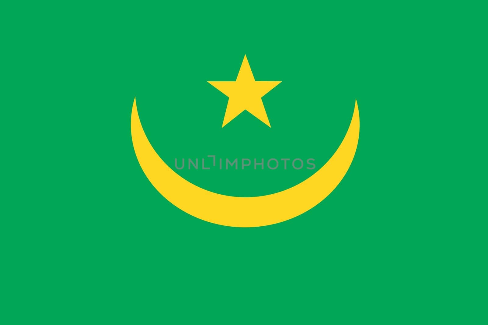 A Mauritania flag background illustration green yellow star crescent moon