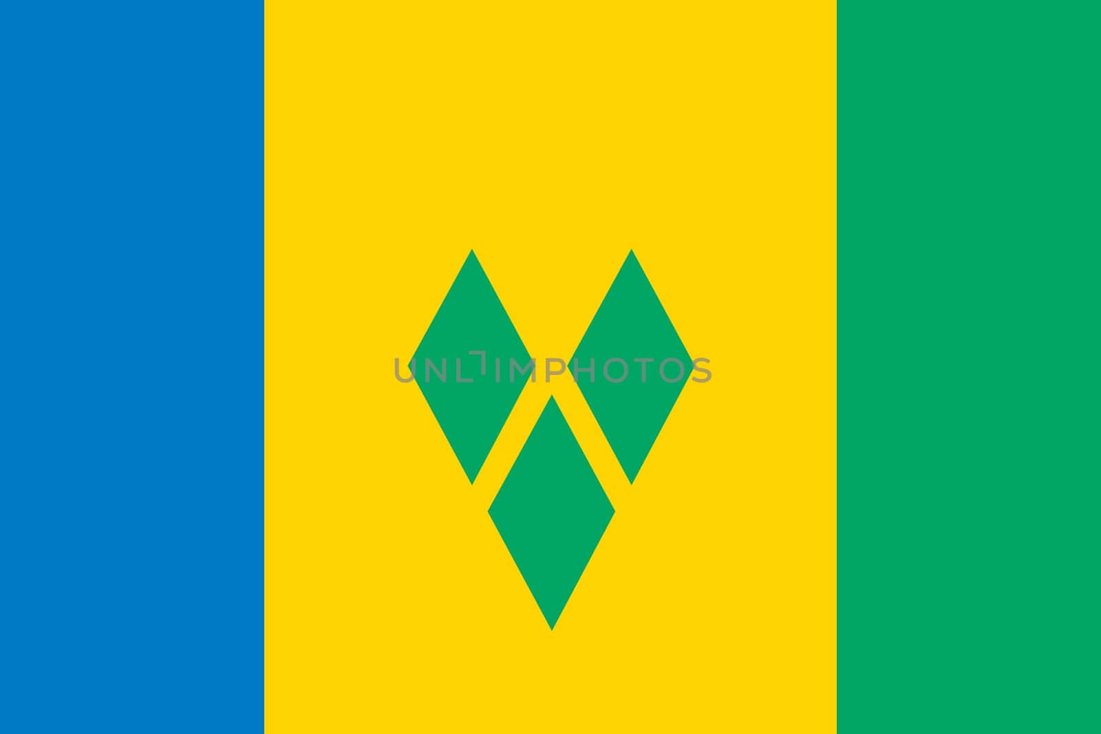A Saint Vincent and The Grenadines flag background illustration blue yellow green stripes diamonds