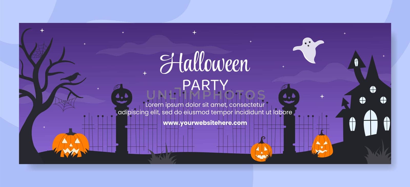Halloween Night Party Cover Template Hand Drawn Cartoon Flat Illustration