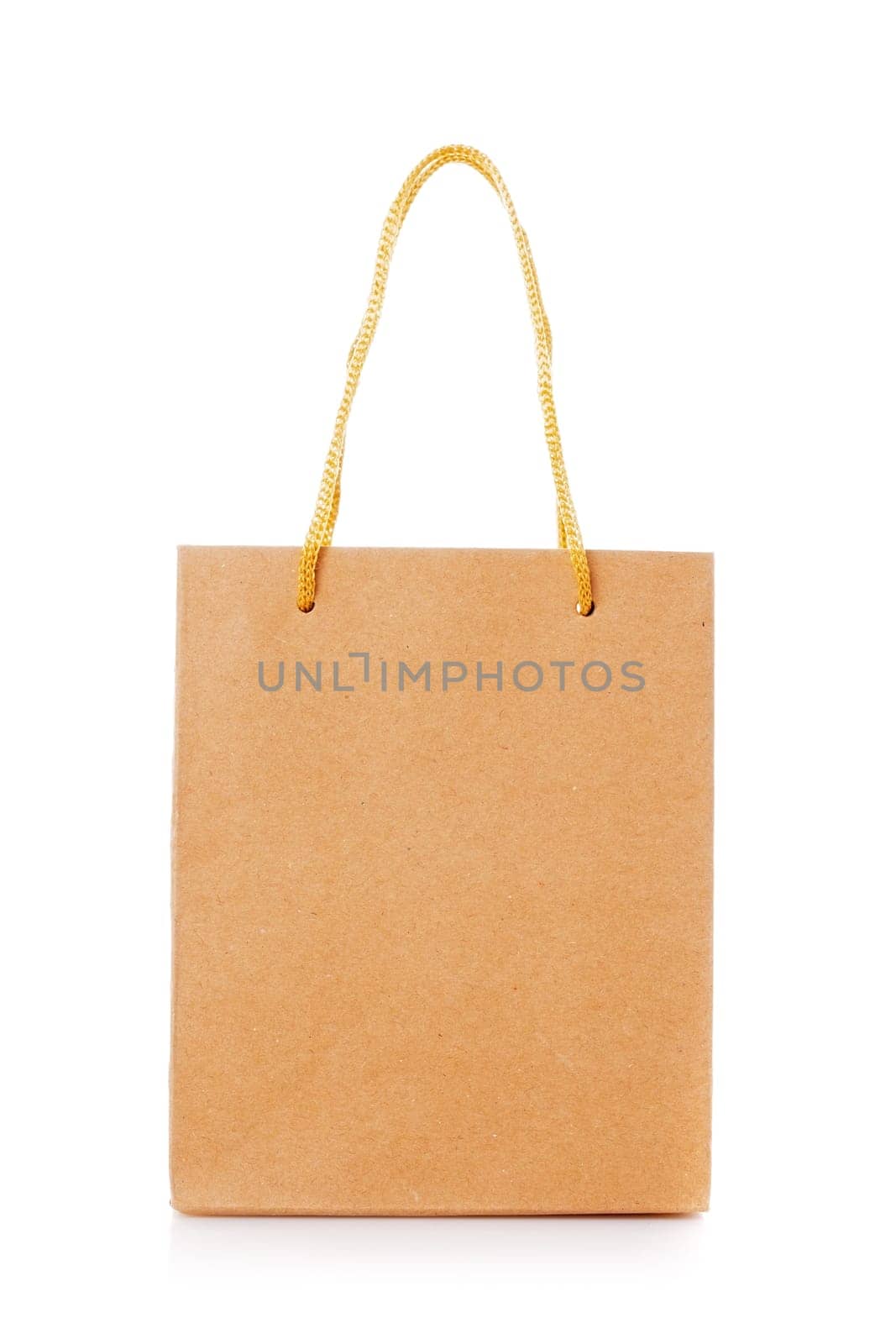 Blank shopping paper bags mockup. Empty cardboard craft bag on a white background. Consumer pack ready for logo design. Shopping and gifts concept.