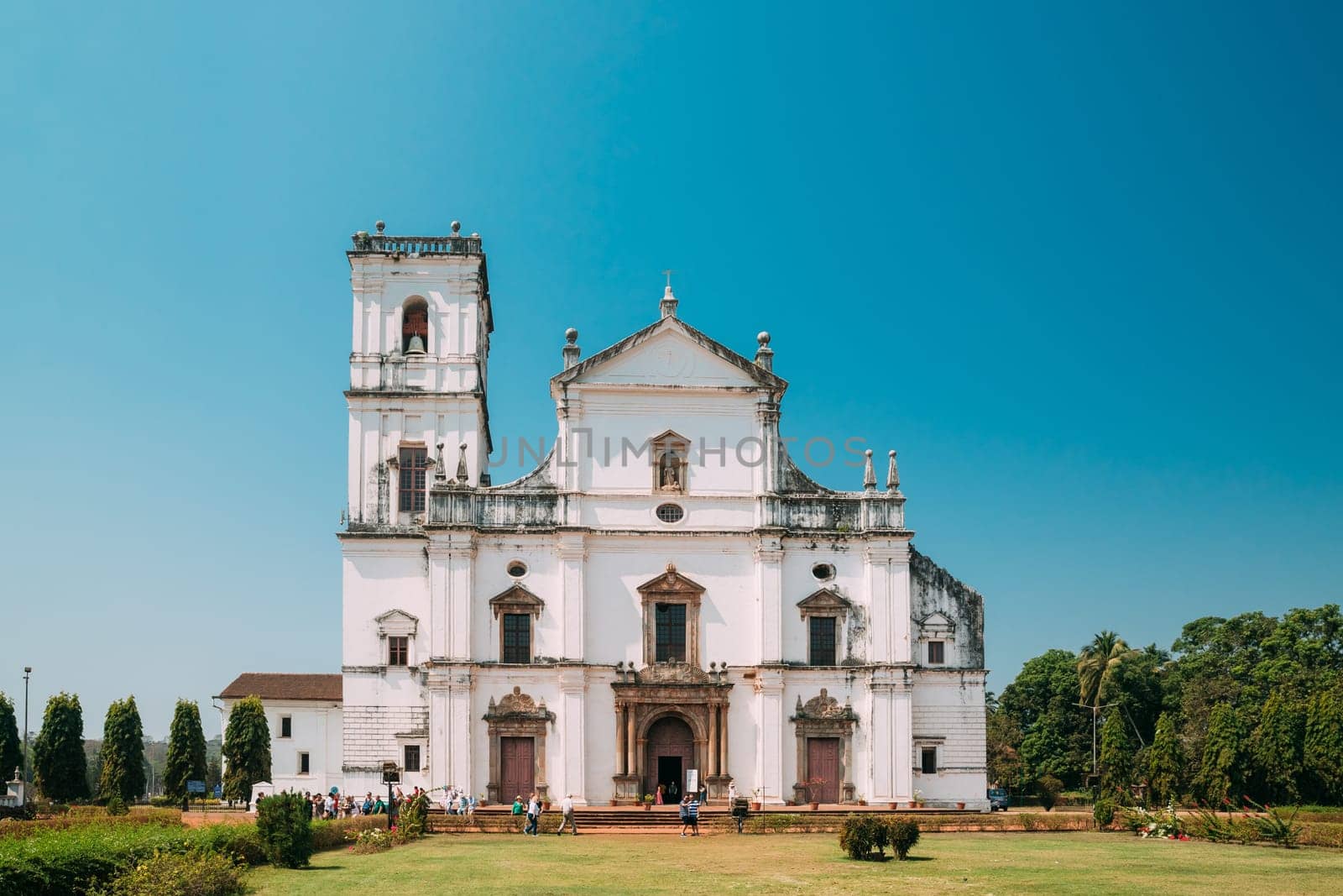 Old Goa, India. Cathedral Of St. Paul In Sunny Day.