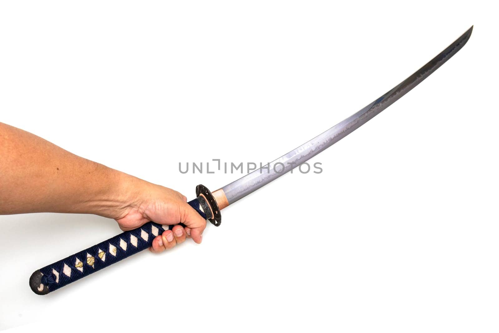 Sword - knife on hand isolated in white background