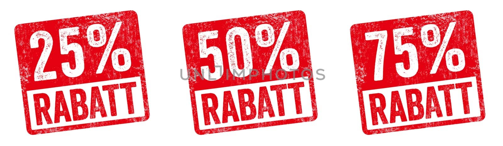 Red stamp - 25 to 75 percent off in german