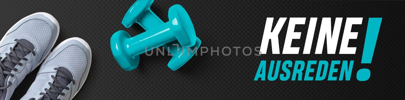 Motivational fitness header - Make no excuses in german - Keine Ausreden