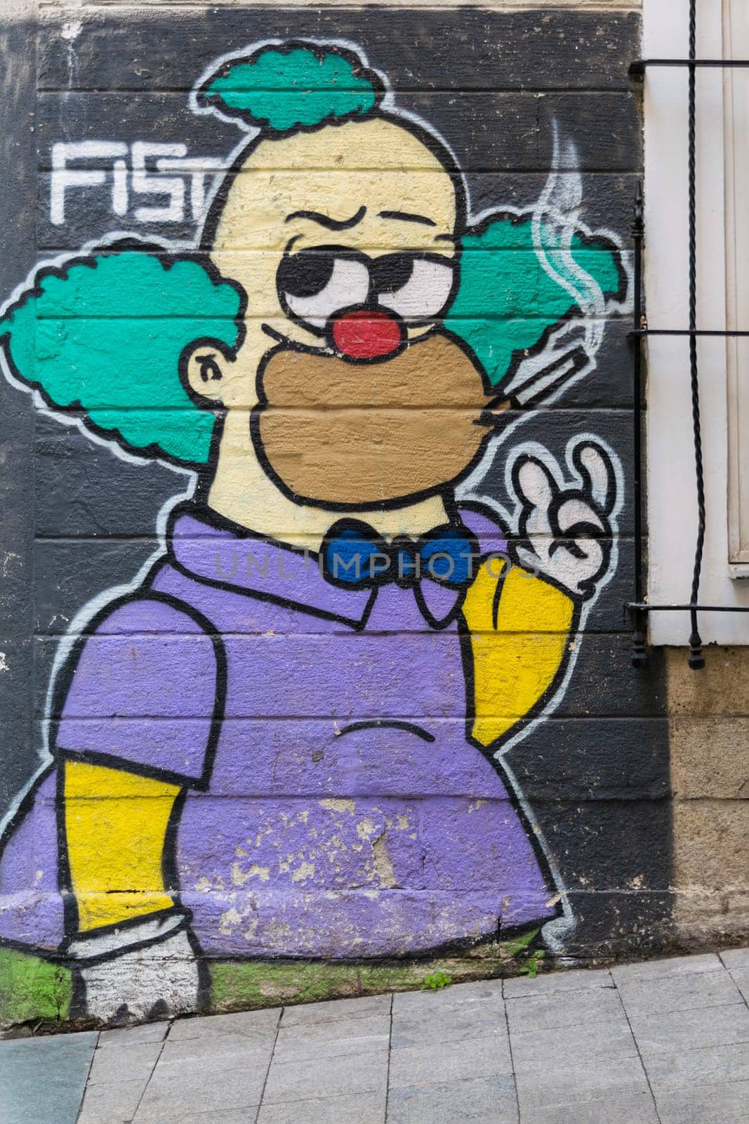 Istanbul, Turkey - April 18, 2017: External wall with graffiti drawing near Istiklal Street