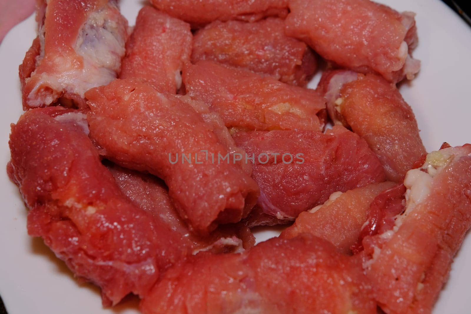 Raw meat roll slavink isolated on white background.