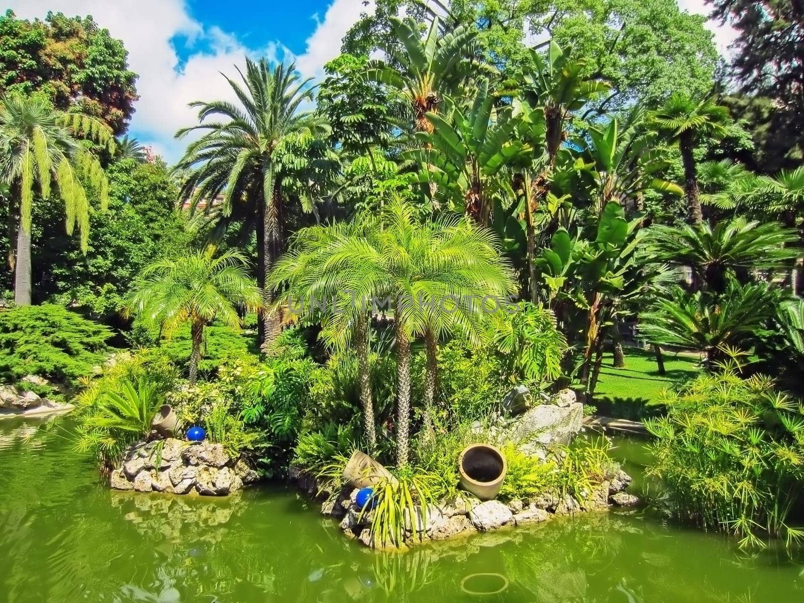 Park with pond in Monte Carlo, Monaco