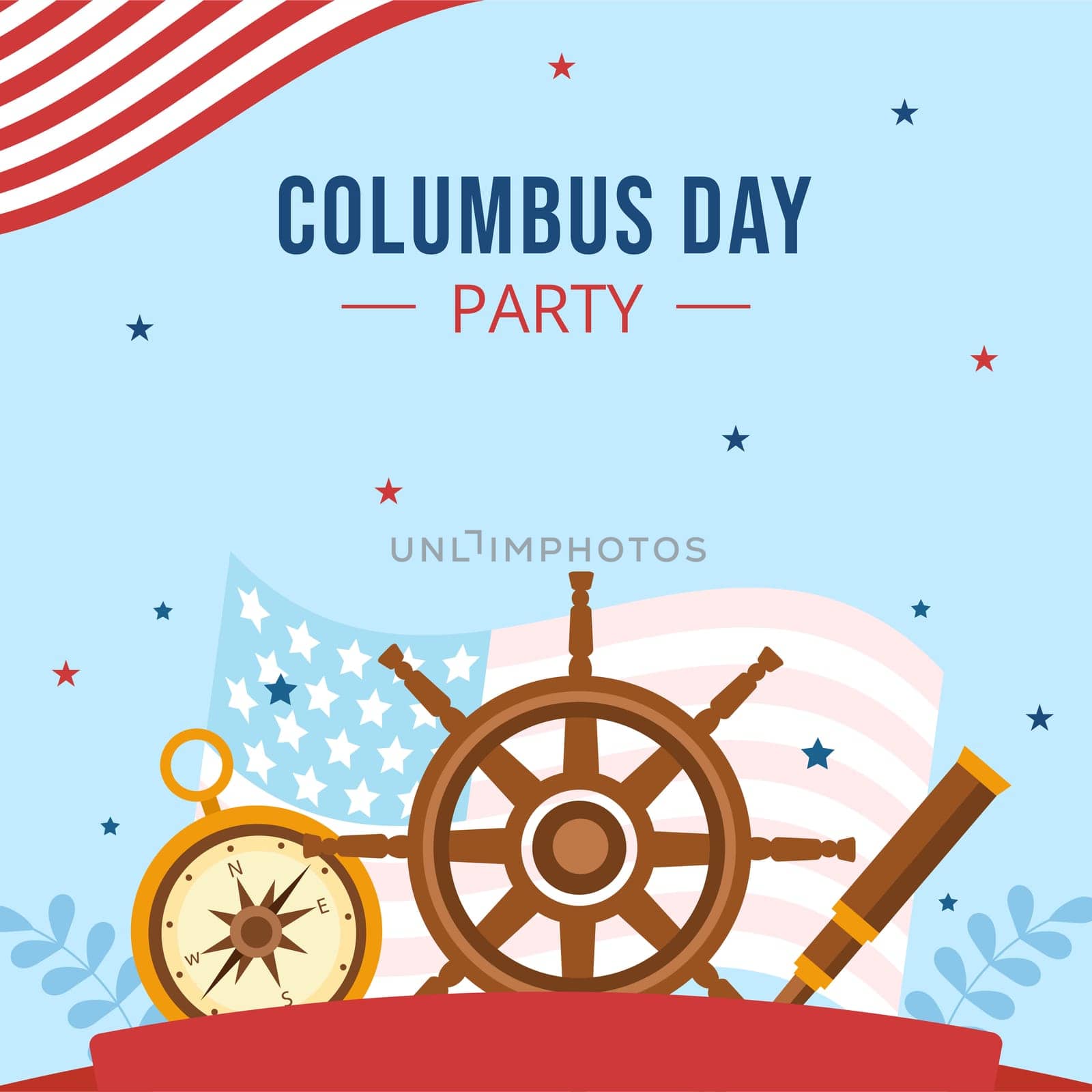 Happy Columbus Day Background Template Hand Drawn Cartoon Flat Illustration