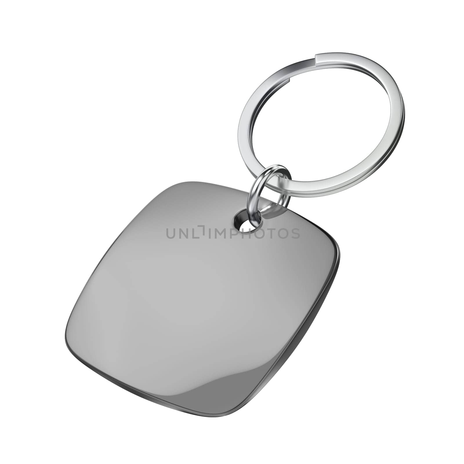 Square plastic keychain isolated on white background