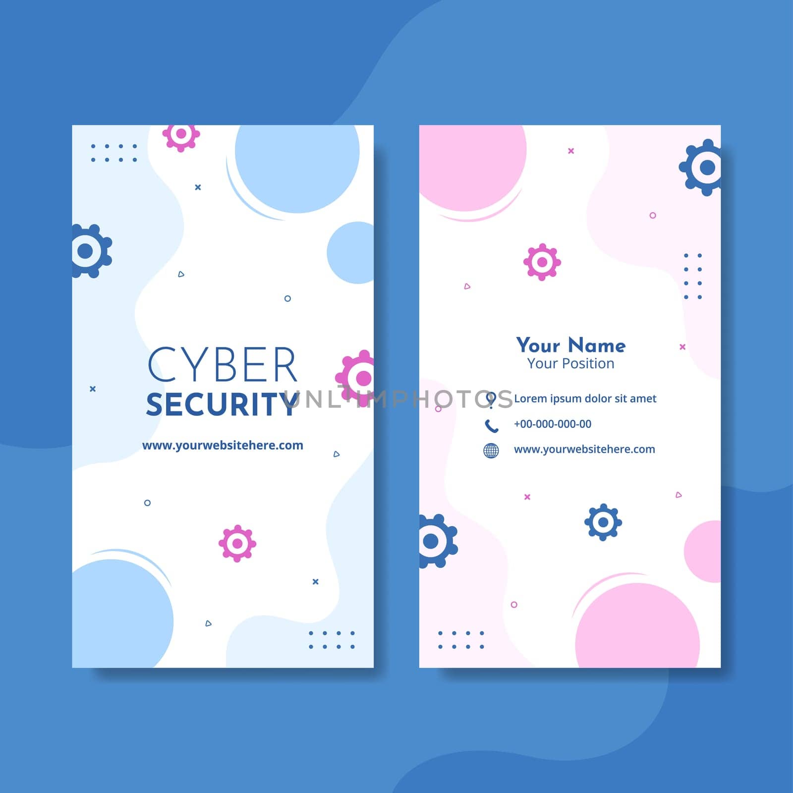 Cyber Security Card Vertical Template Hand Drawn Cartoon Flat Illustration