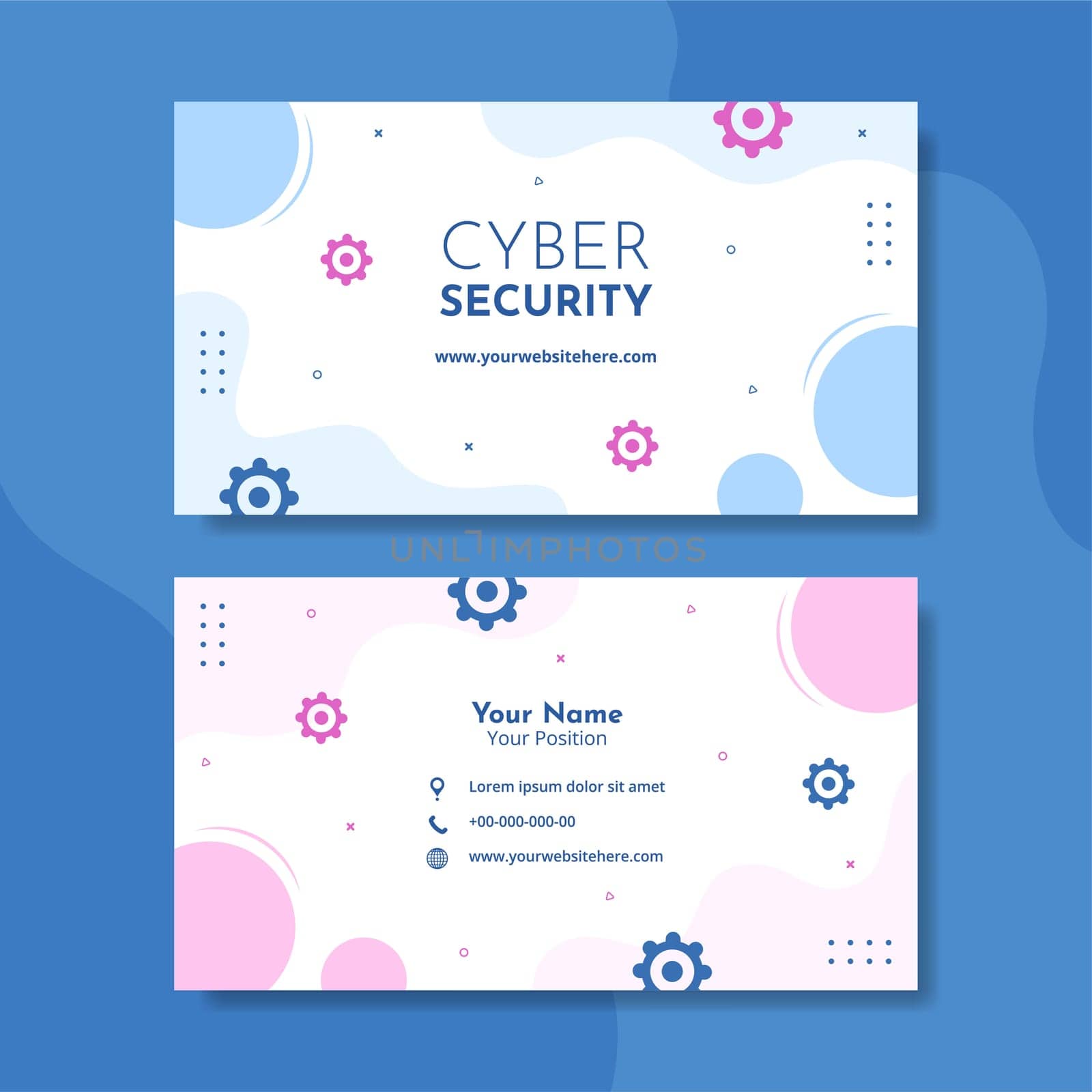 Cyber Security Card Horizontal Template Hand Drawn Cartoon Flat Illustration