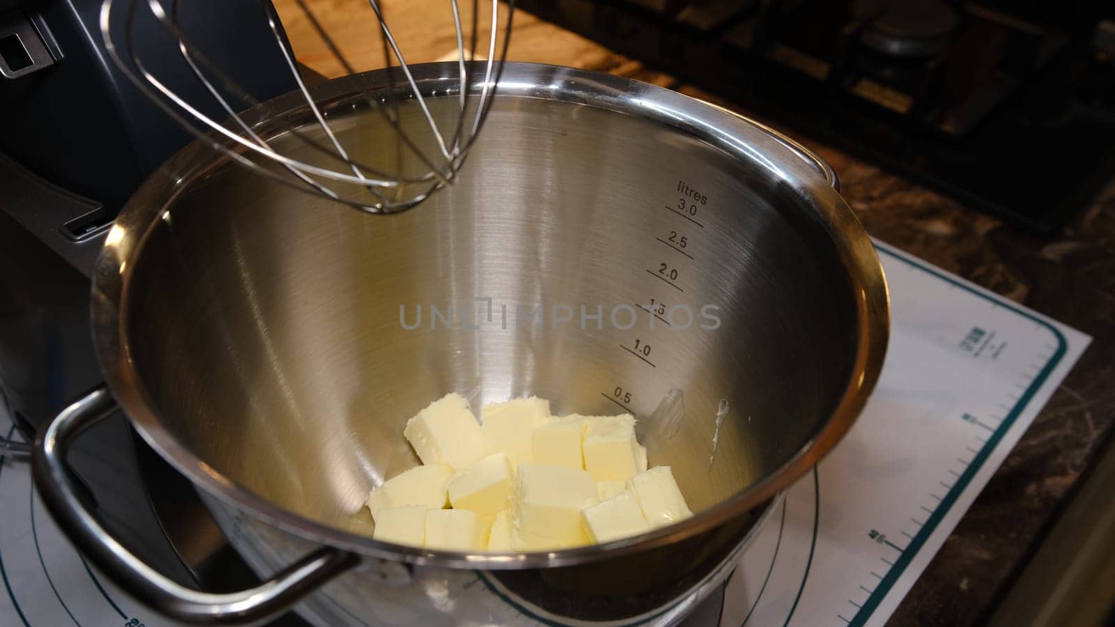 Dough prepaing in a food processor. Batter making fast and easy