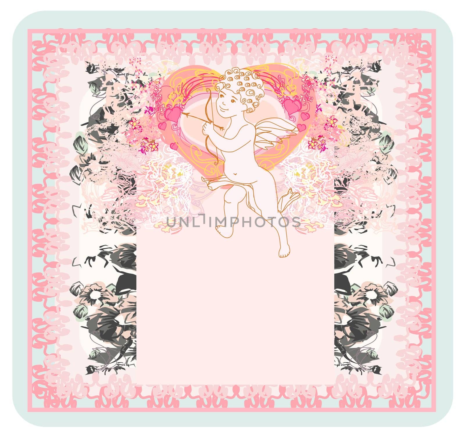 happy valentines day card with cupids