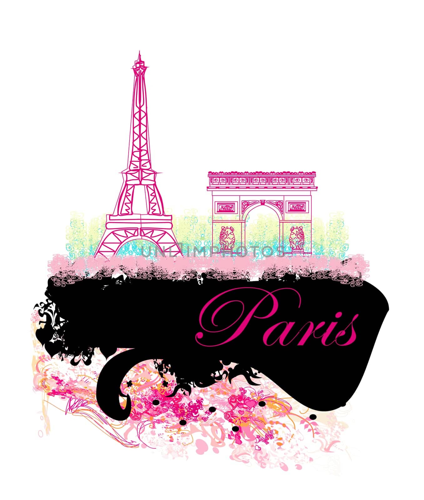 Eiffel tower artistic background. Vector illustration.