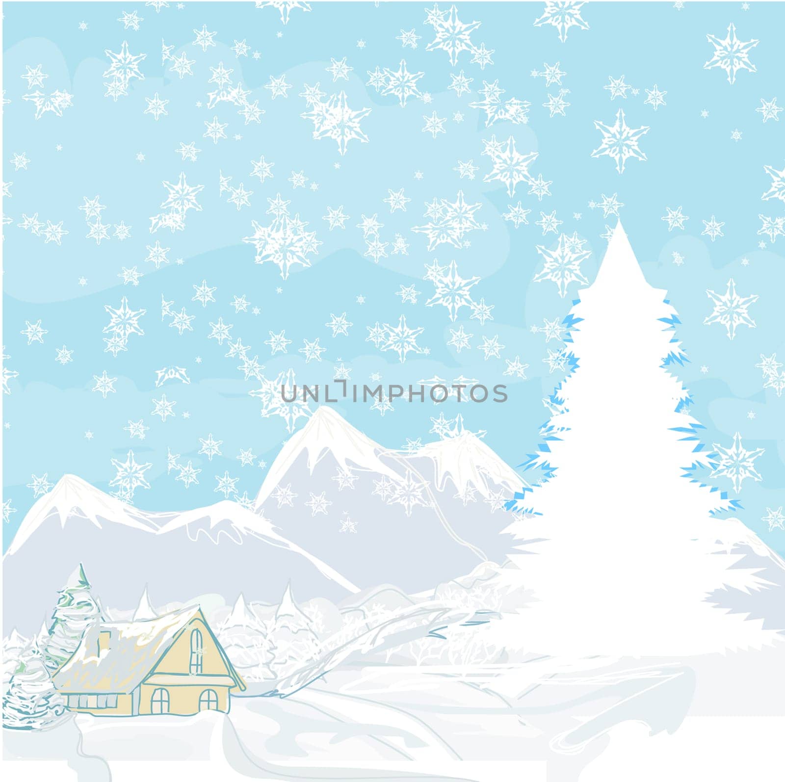 winter landscape - vector