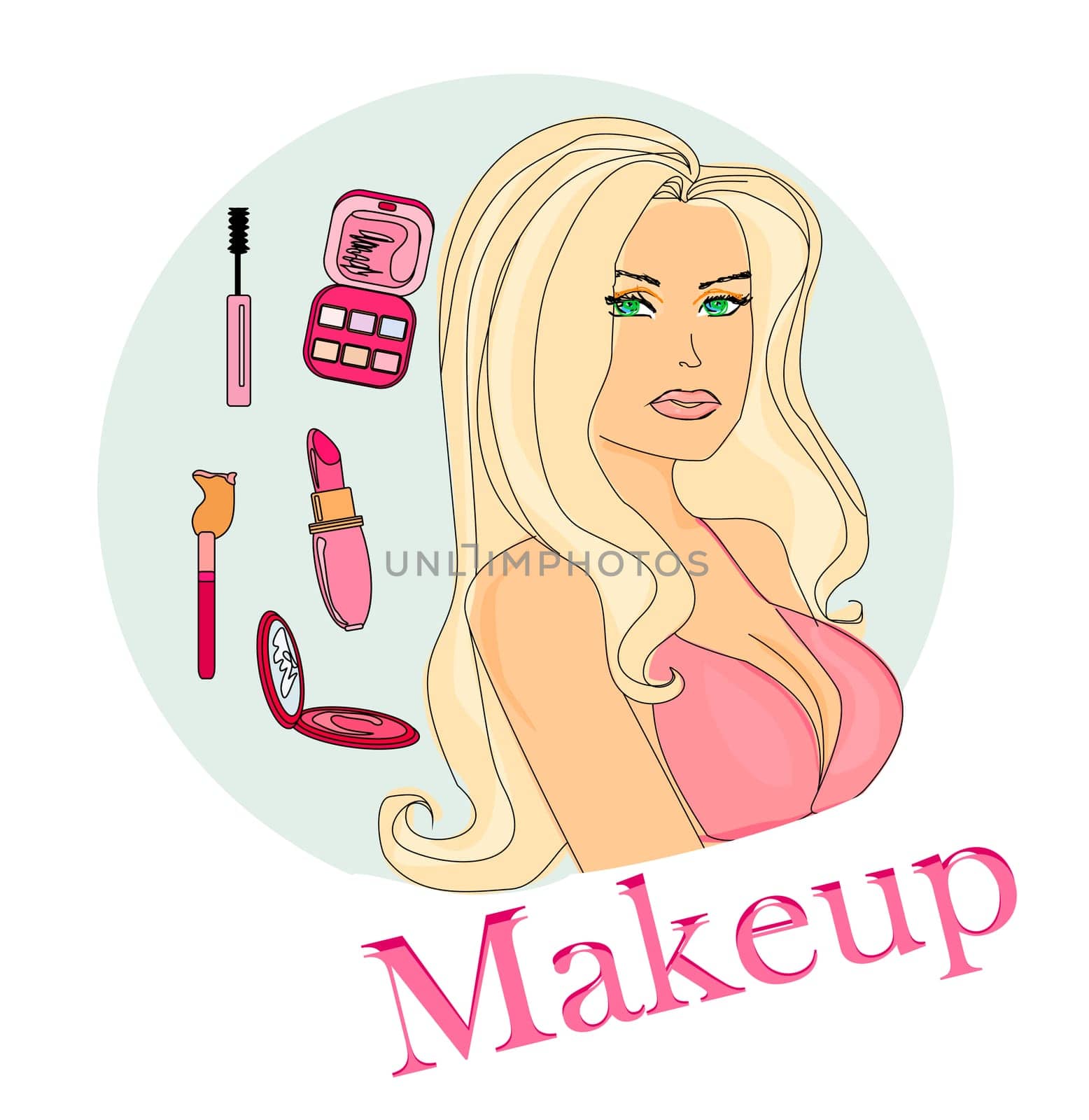 Make-up girl doodle illustration