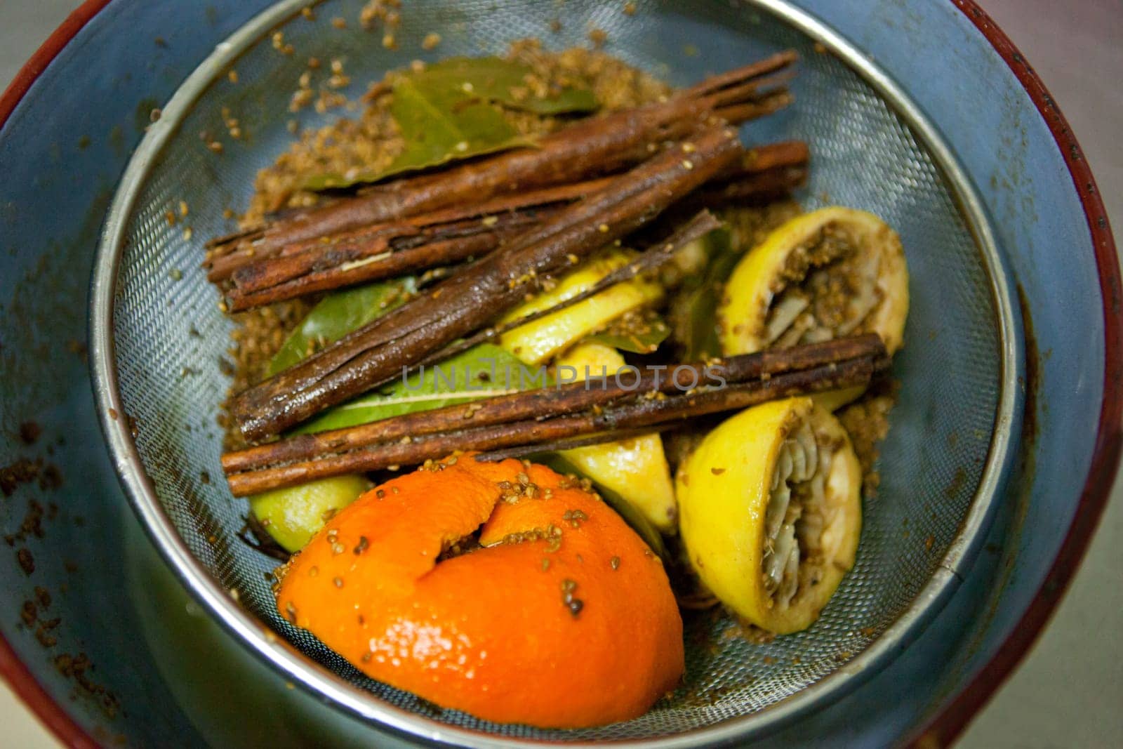 Food ingredients of traditional coated fritter of Extremadura, Spain, called escaldones