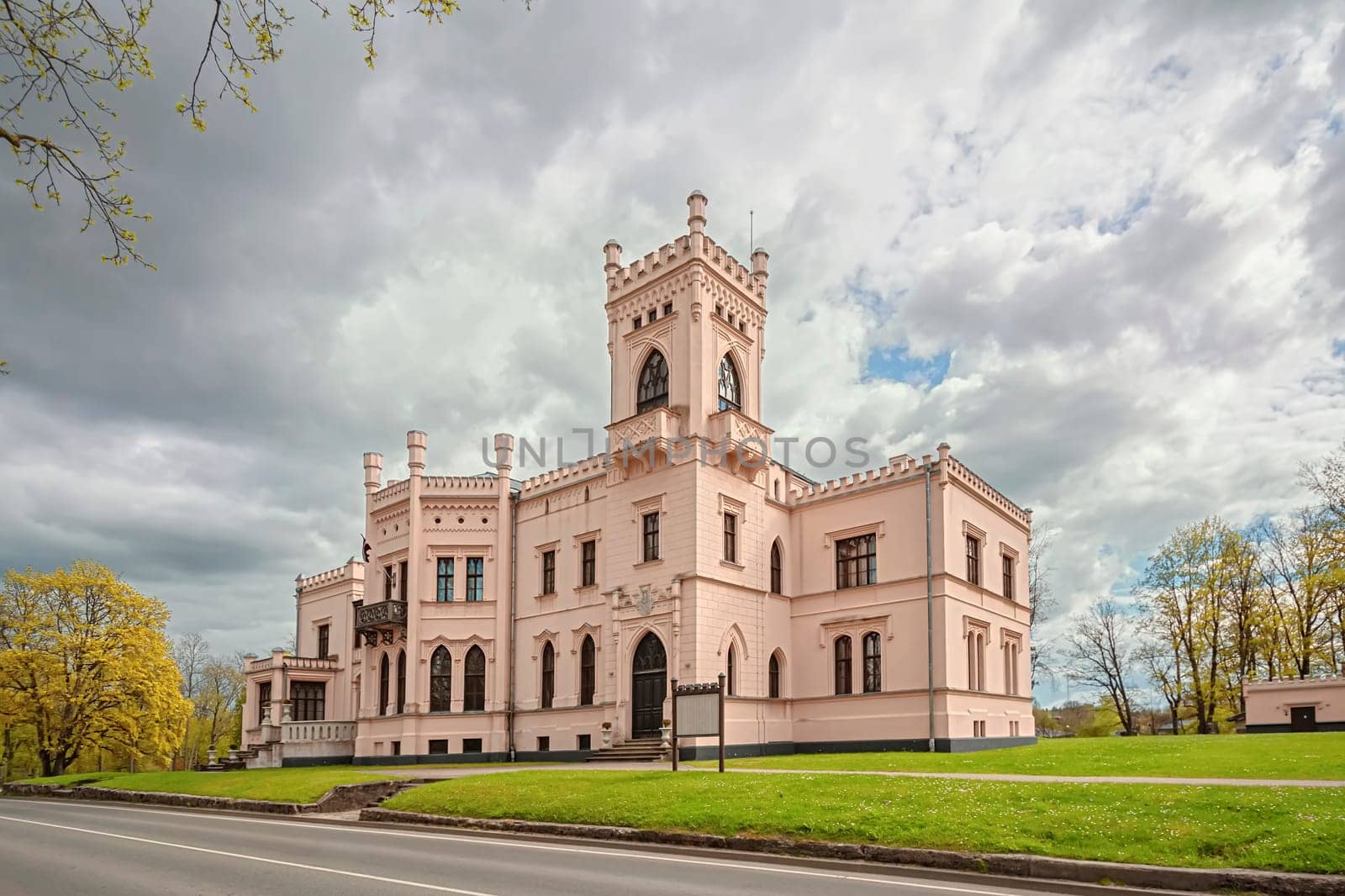 Aluksne New Palace. .Built in the late Tudor Neo-Gothic style in the second half of the 19th century.