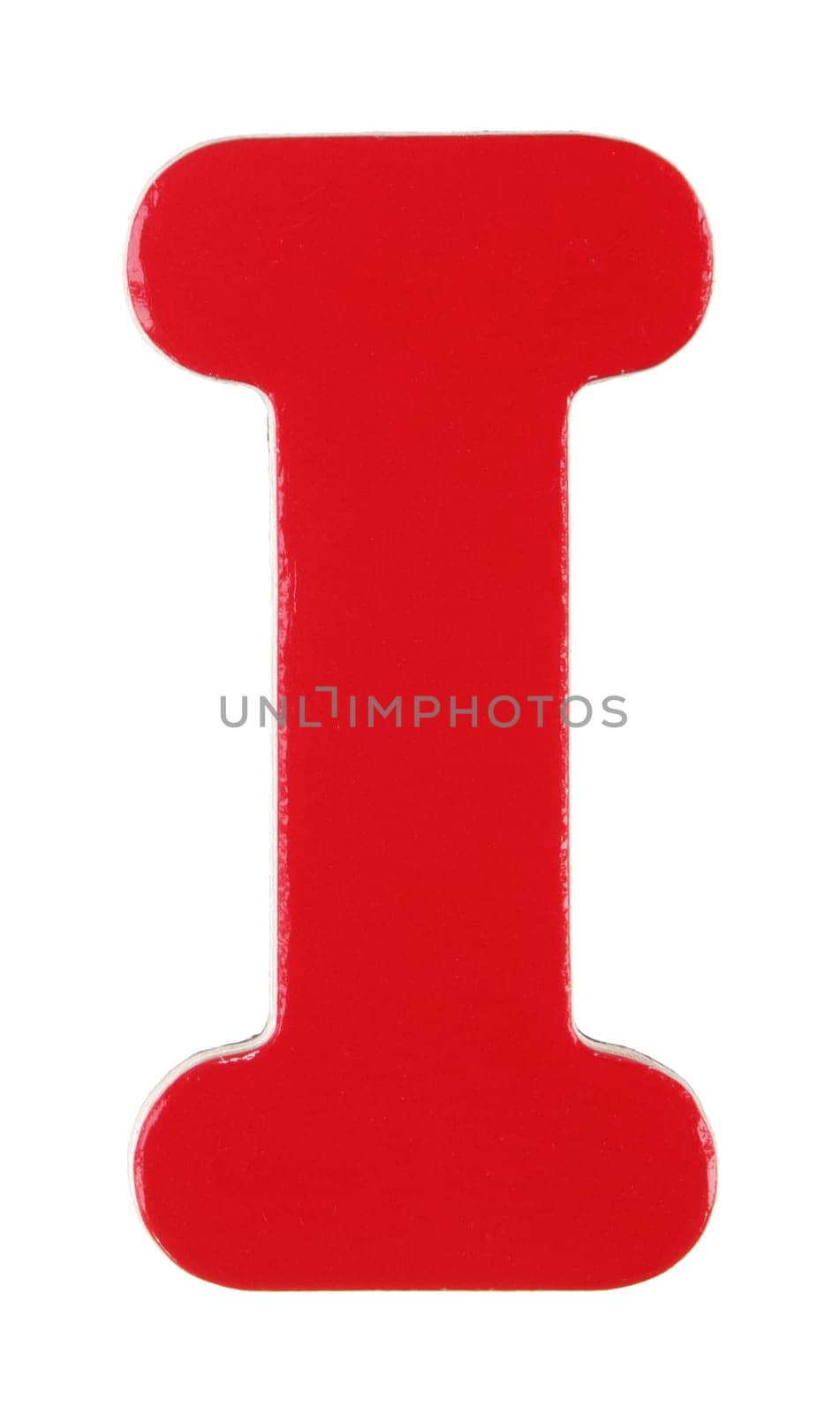 An upper case I magnetic letter on white with clipping path