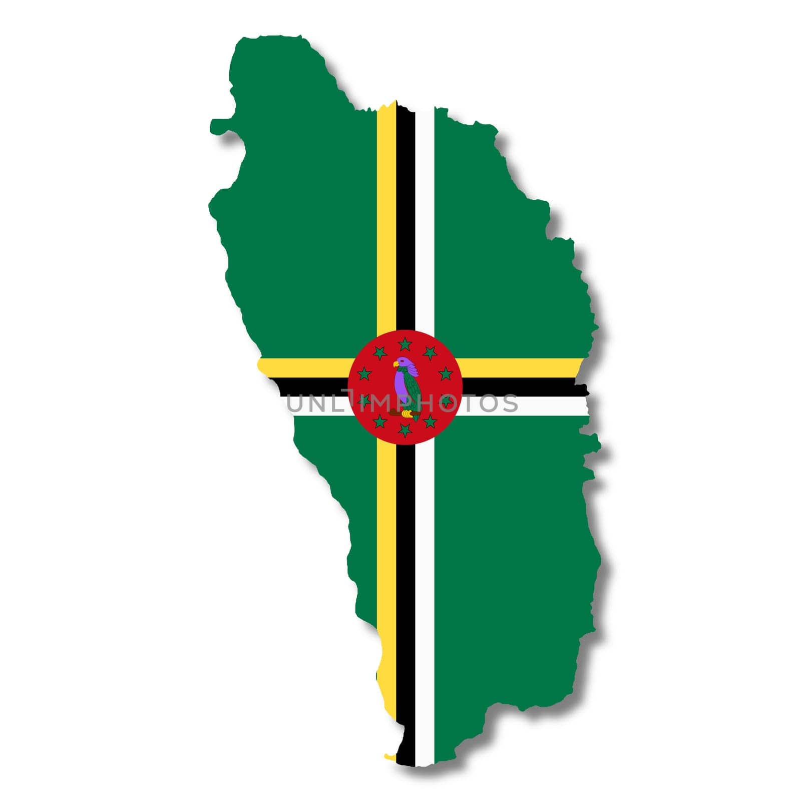 A Dominica map on white background 3d illustration with clipping path