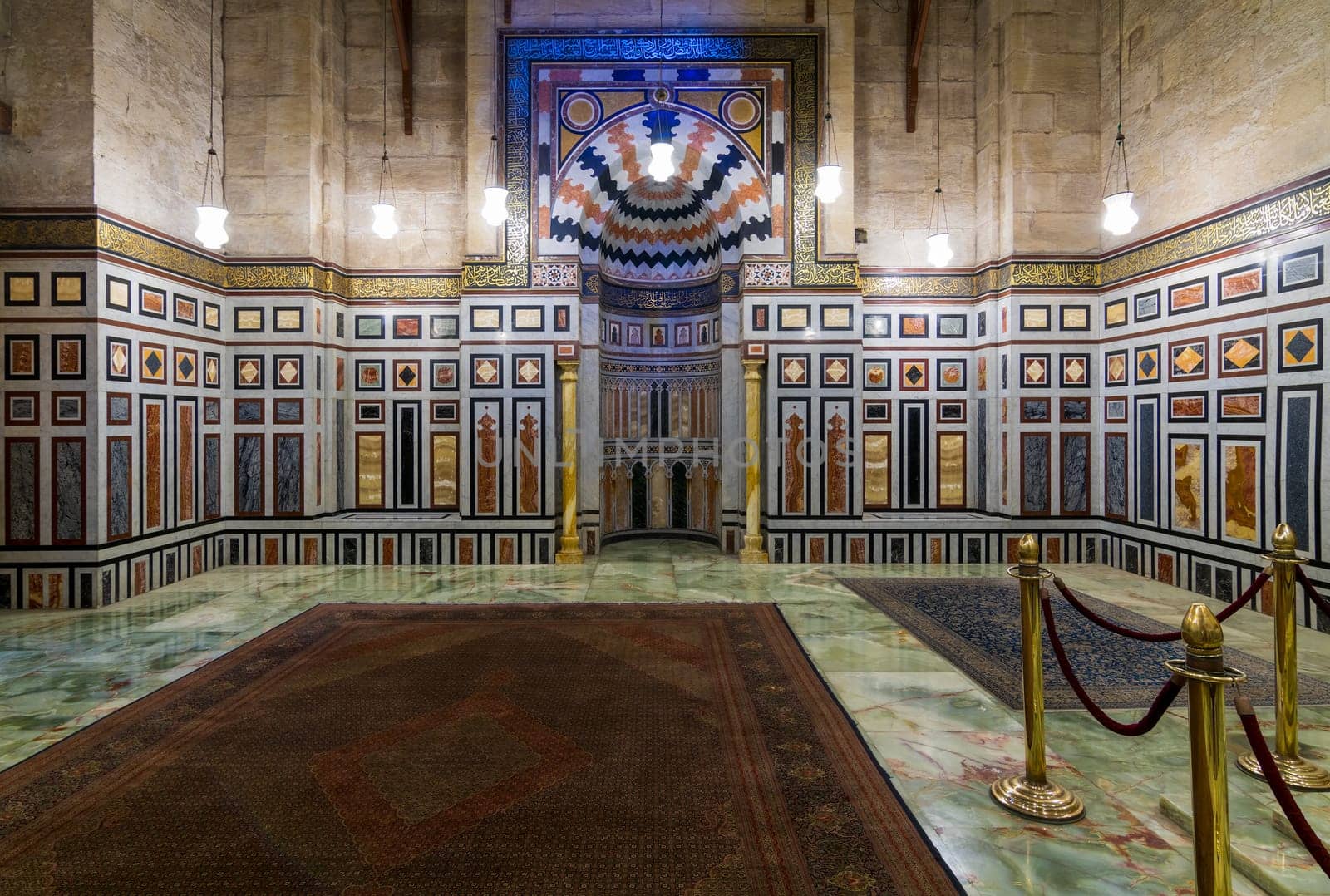 Interior of the tomb of the Reza Shah of Iran, Al Rifaii Mosque, Royal Mosque, located in front the Cairo Citadel, constructed between 1869 and 1912