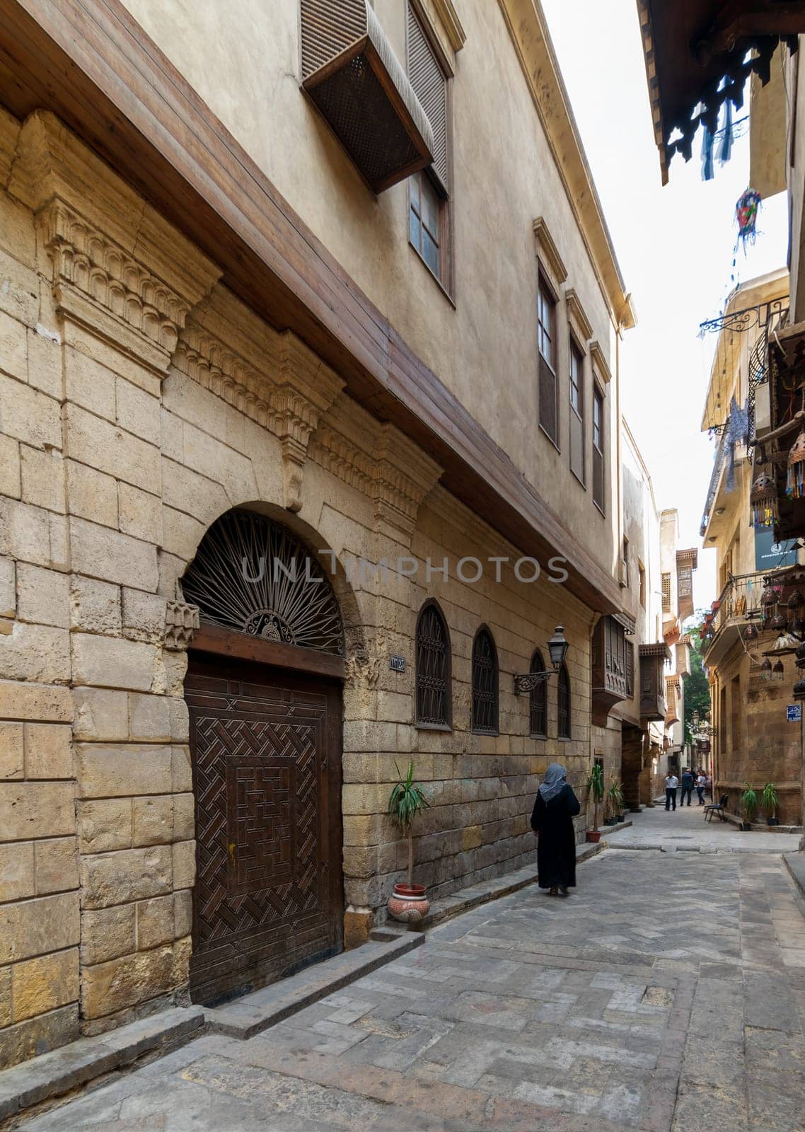 Cairo, Egypt- November 19 2016: Darb Asfour Lane with facade of Bayt Al-Suhaymi old historic house located in Gamalia district, Medieval Cairo