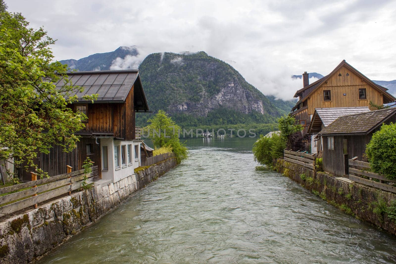 famous Hallstatt mountain village with Hallstatter lake See, Austria