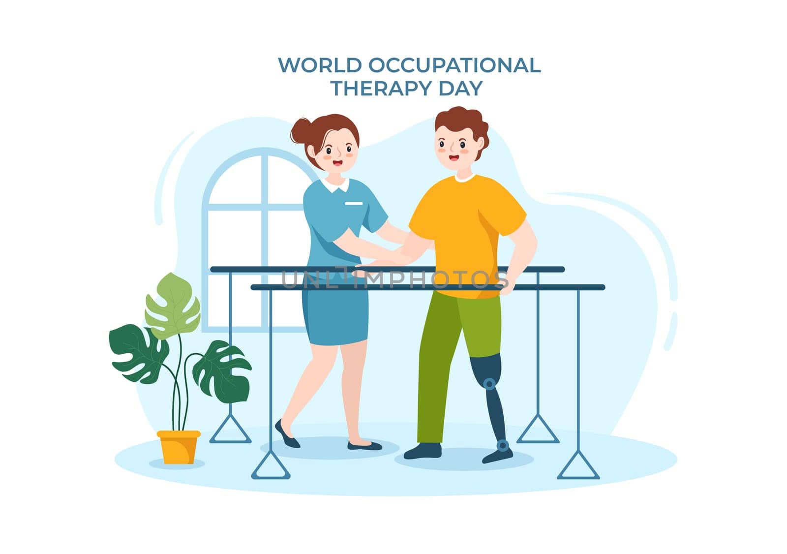 World Occupational Therapy Day Celebration Hand Drawn Cartoon Flat Illustration with Physical Therapists to Maintain and Recover Health