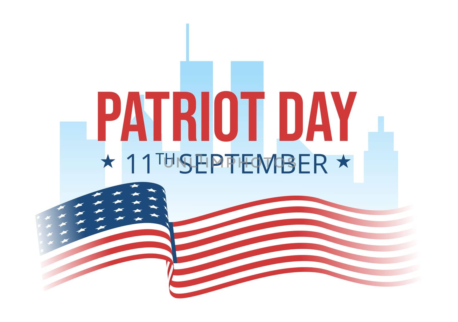 Patriot Day USA Celebration Hand Drawn Cartoon Flat Illustration with American Flag and National Remembers on Vector Background Design