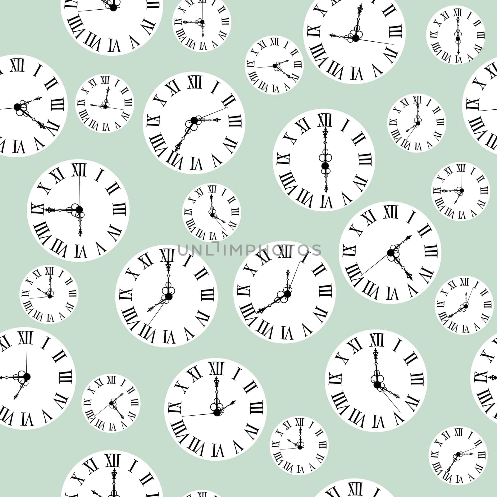 Vintage seamless pattern with wall clocks