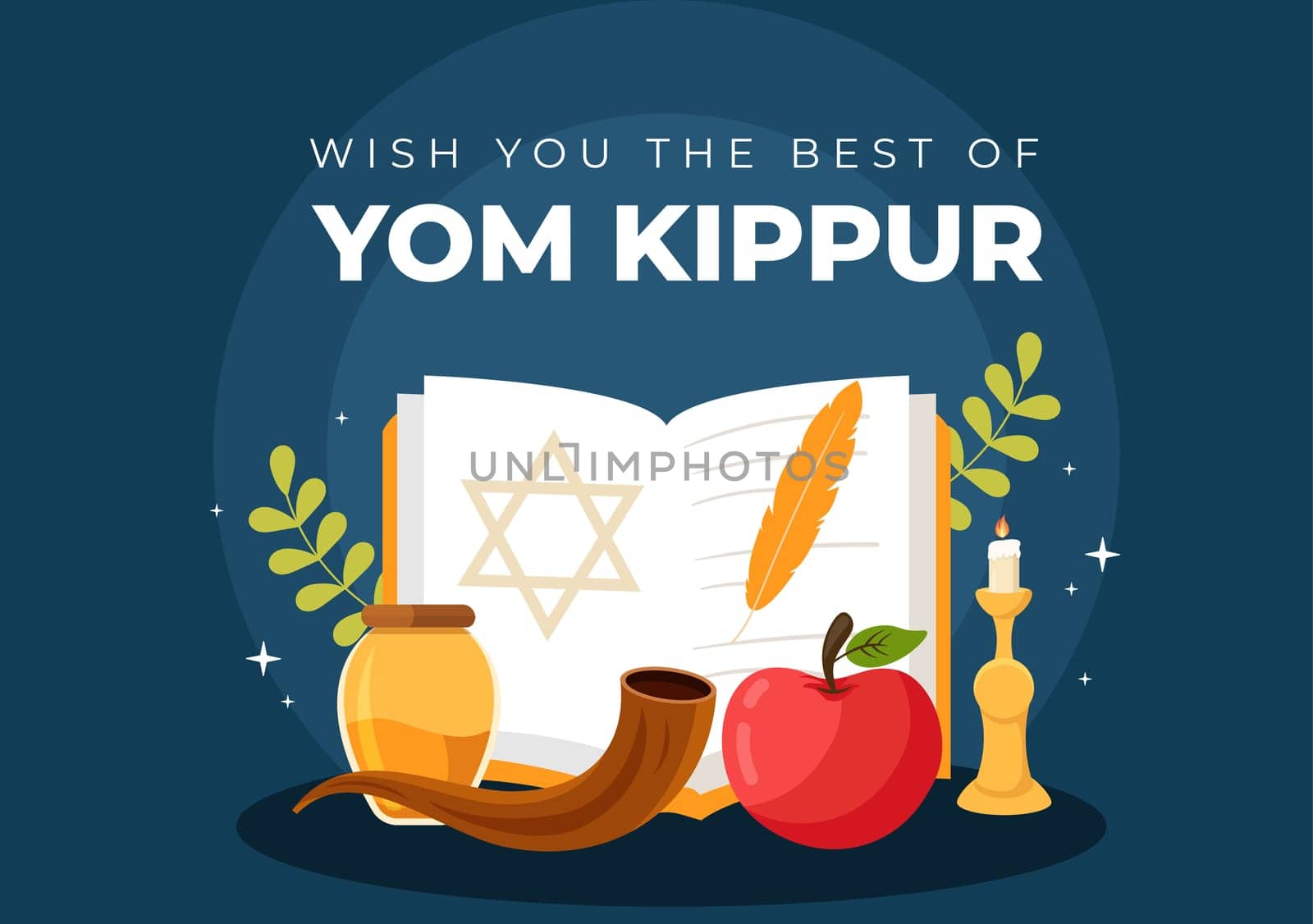 Yom Kippur Celebration Hand Drawn Cartoon Flat Illustration to Day of Atonement in Judaism on Background Design